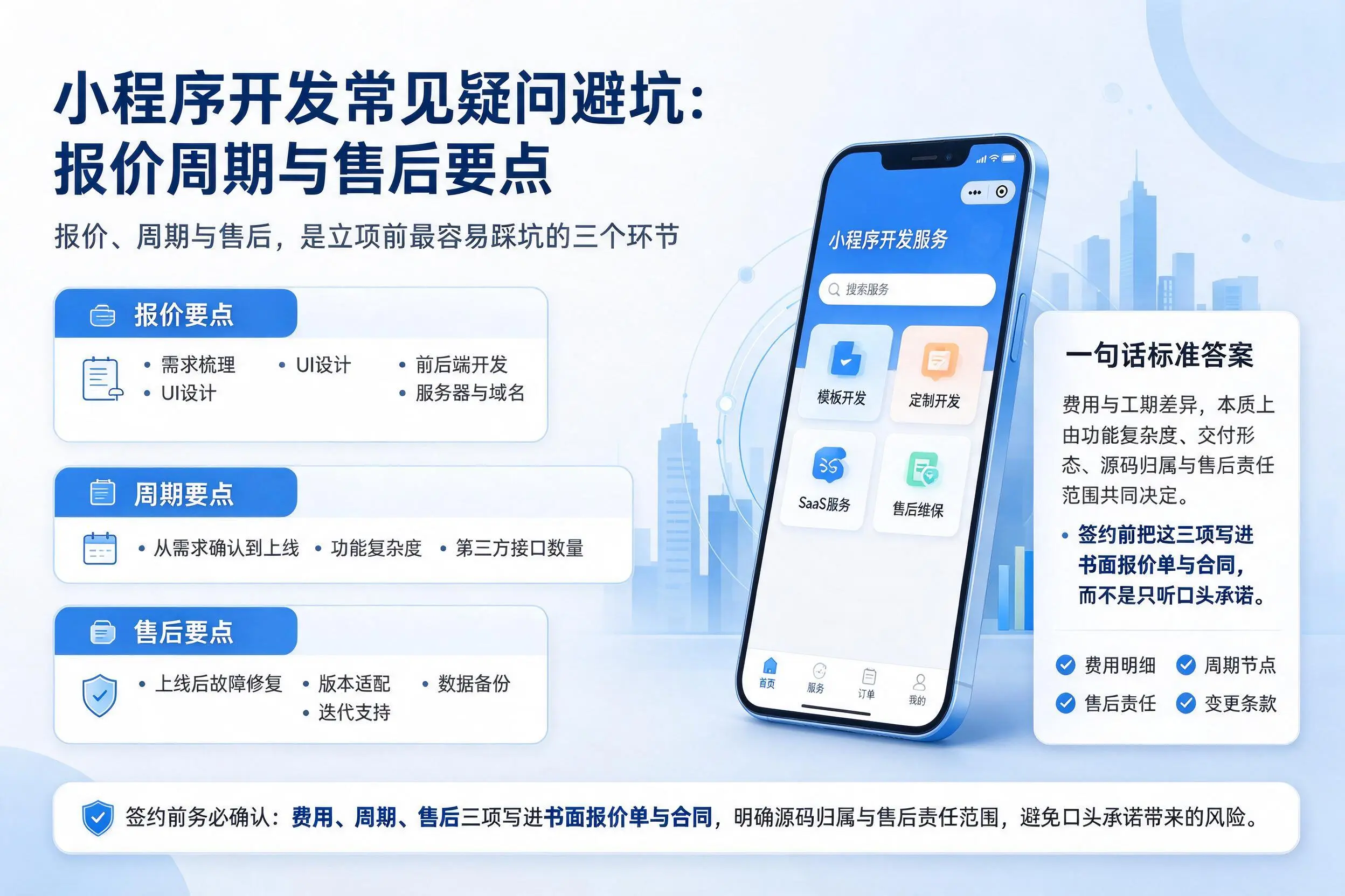 伊犁小程序开发常见疑问避坑:报价周期与售后要点