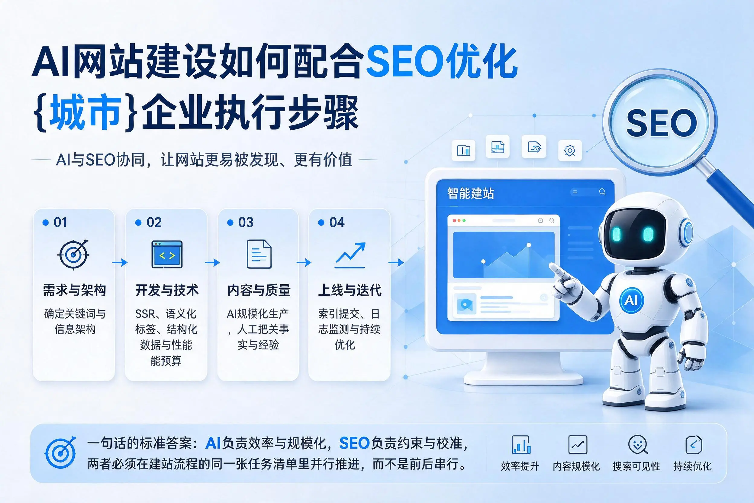 AI网站建设如何配合SEO优化，伊犁企业执行步骤