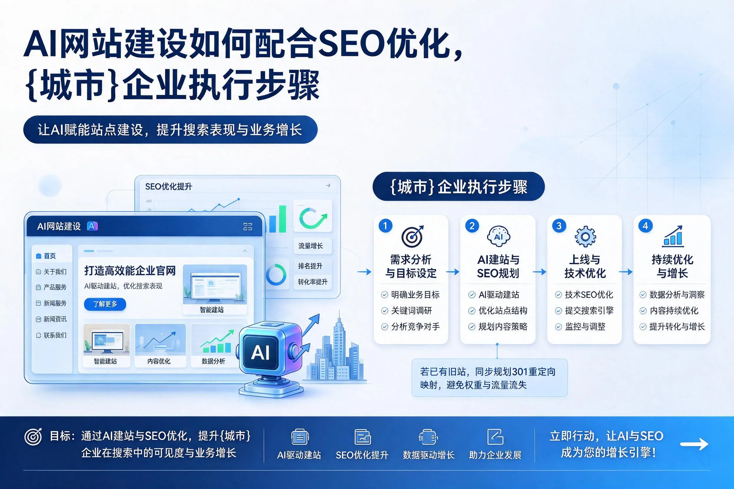 AI网站建设如何配合SEO优化，伊犁企业执行步骤