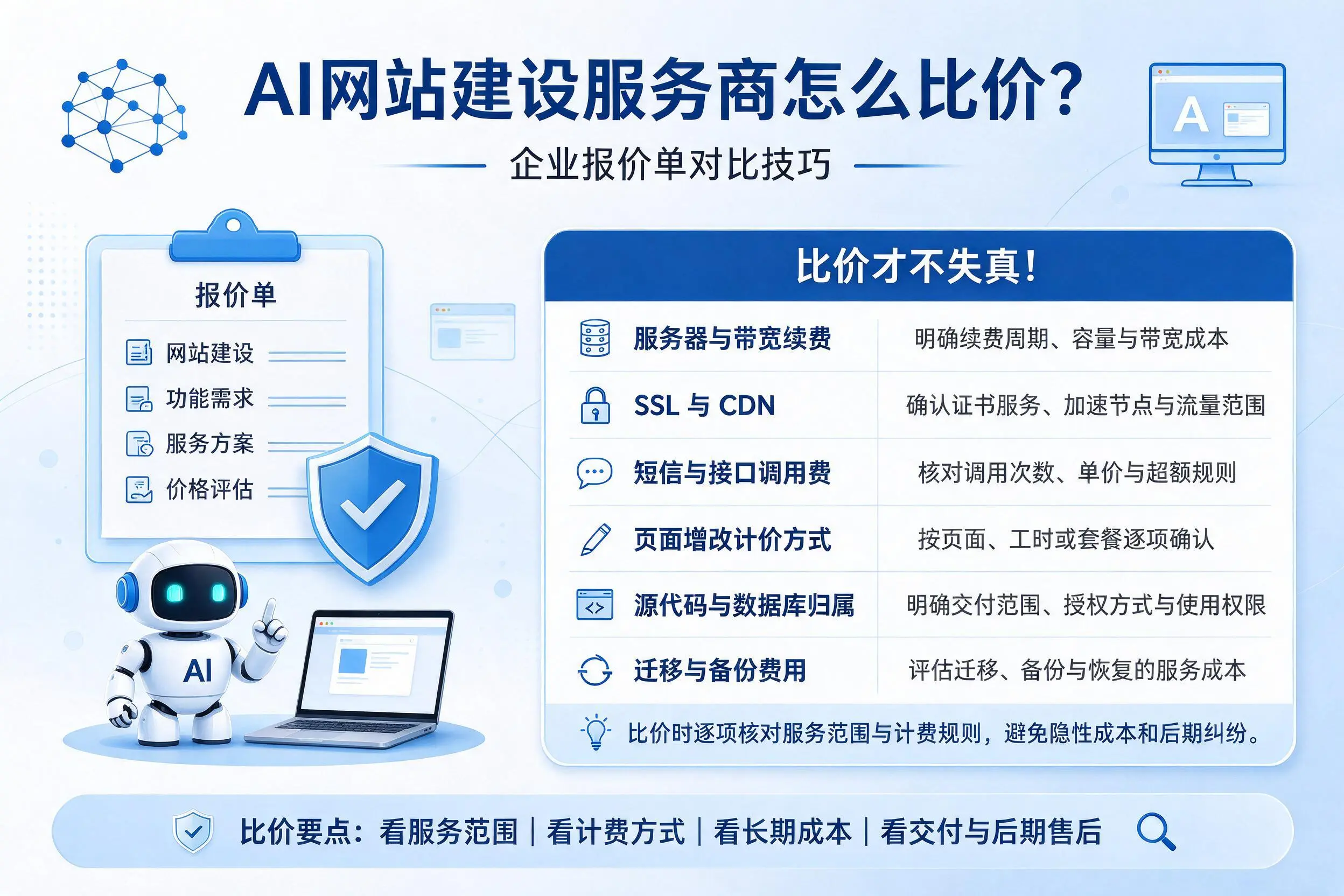 AI网站建设服务商怎么比价？伊犁企业报价单对比技巧